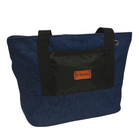 Imagem de Bolsa Jeans Feminina Alça Ombro lateral tote casual moda Tipo Sacola Média/grande bolso frontal em nylon linda e espaçosa