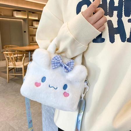 Imagem de Bolsa Kawaii Sanrio Kuromi Cinnamoroll - Bolsa Crossbody de Pelúcia