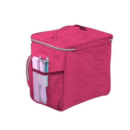 Imagem de Bolsa Lancheira Porta Marmita Térmica Congelada Quente Lanches Moda Bolsos com Zíperes Compacta Rosa Resistente Durável