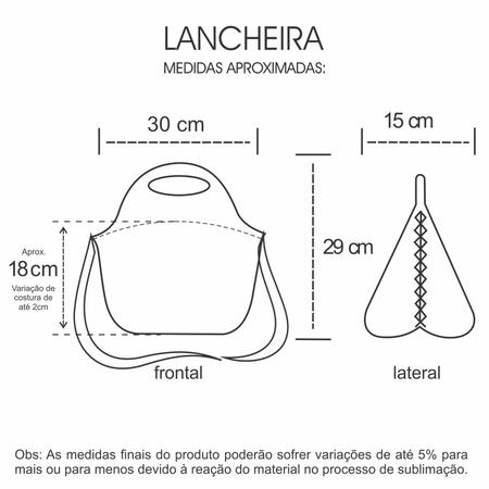 Imagem de Bolsa Lancheira Térmica Feminina Neoprene Kit Com Necessaire Frasqueira Bichanos