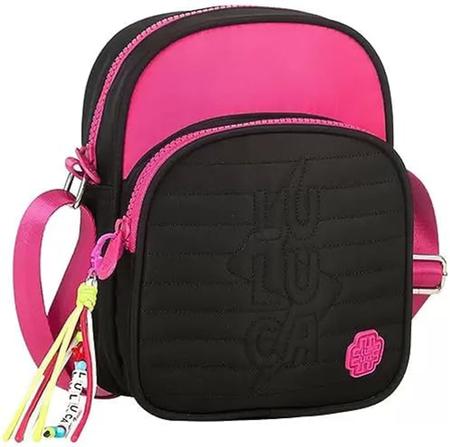 Imagem de Bolsa Luluca Tiracolo Juvenil com Chaveiro Nylon Shoulder Bag Transversal Preto Semax- LU2736PT