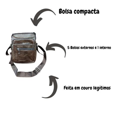 Imagem de Bolsa Masculina Tiracolo De Couro Legítimo Genuíno 26x25