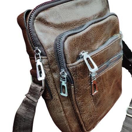 Imagem de Bolsa Masculina Tiracolo De Couro Legítimo Genuíno 30x25