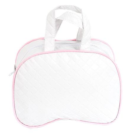 Imagem de Bolsa Maternidade Enxoval 06 Itens Rosa/Branca Bebê Reborn Luxo