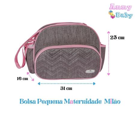 Imagem de Bolsa Maternidade Pequena/Media Milão Cinza/Rosa - BMP0006