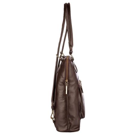 Bolsa baú de couro Chessy café Feminino - Andrea Vinci - Bolsas