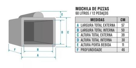 Imagem de Bolsa Mochila Entregador Isopor Térmica para Pizza 45cm 60litros