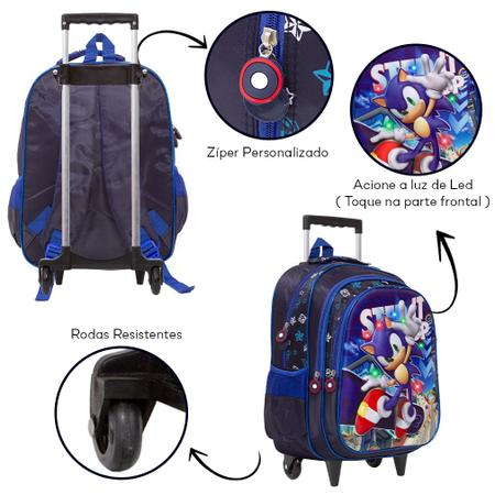 Imagem de Bolsa Mochila Escolar Sonic The Hedgehog 3D Led Passeio