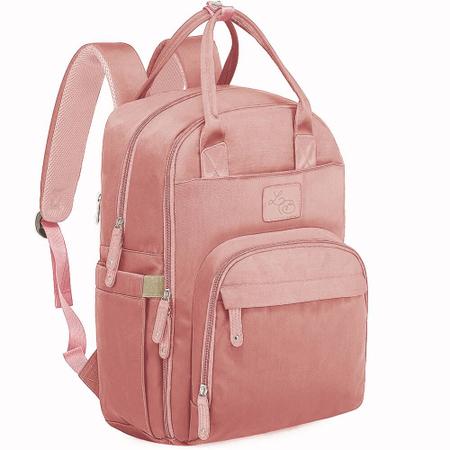 Imagem de Bolsa Mochila Maternidade Donna Laço Bebê LB Kyara Rosa Quartz