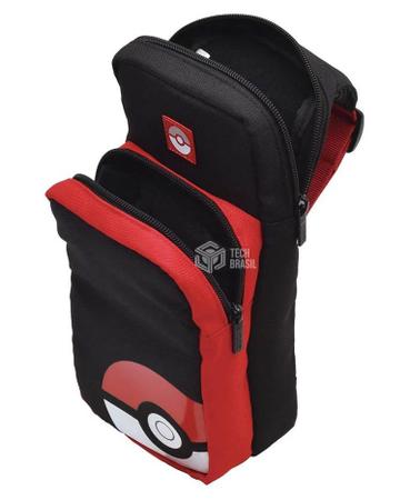 Imagem de Bolsa Mochila Transporte Para Nintendo Switch Pokémon Case Preta/Vermelha