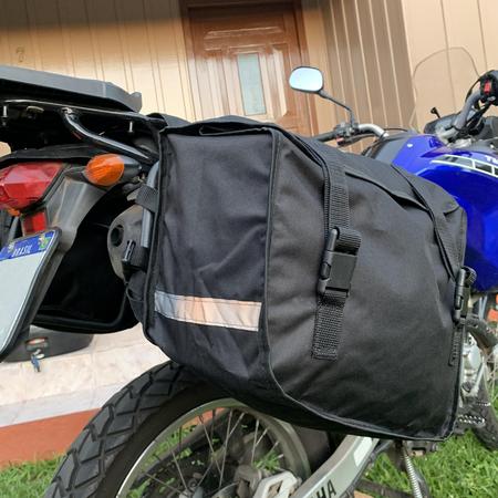 Imagem de Bolsa Moto Alforge Lateral Nylon Par 52 Litros + Par de Afastador Suporte de Alforge Royal Enfield Meteor 350