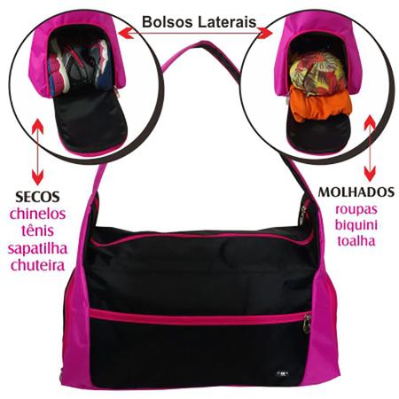 Imagem de Bolsa para Academia Exercicios Mala Feminina Rosa Porta Roupas Molhadas Tênis Toalhas Luta Natação