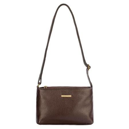 Bolsa baú de couro Chessy café Feminino - Andrea Vinci - Bolsas