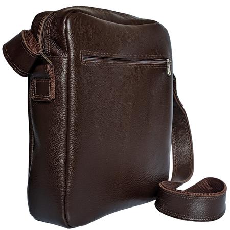 Imagem de Bolsa Shoulder Bag Masculina Em Couro Alça Transversal Com Divisorias Ziper Média