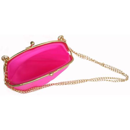 Imagem de Bolsa Silicone Tiracolo Vintage Rosa Com Corrente Dourada (BL-2662-6)