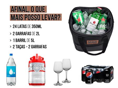 Imagem de Bolsa Térmica C/ Alça Organizadora Transporte Bebidas Wine Bag 4 Garrafas ou Taças Couro Gin Super Luxo Premium