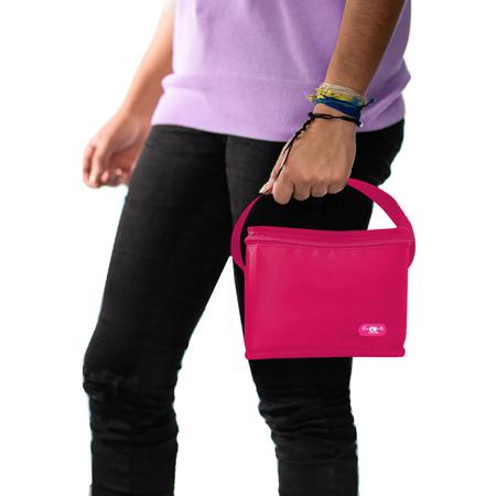 Imagem de Bolsa Térmica Pequena Feminina Rosa Para Refeições Kit 2 Potes