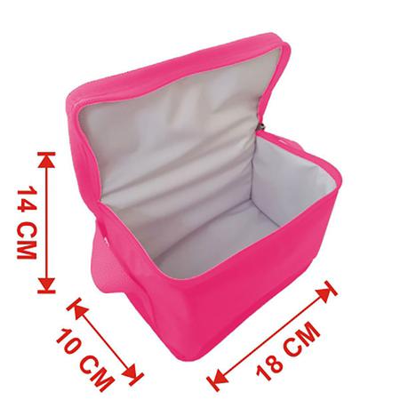 Imagem de Bolsa Térmica Pequena Feminina Rosa Para Refeições Kit 2 Potes