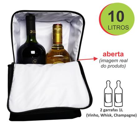 Imagem de Bolsa Térmica Transporte 2 Garrafas Vinho Whisky Cerveja  Alça de Ombro Portátil Passeio Festa Gin