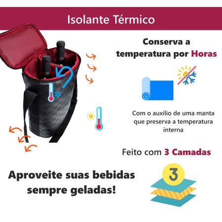 Imagem de Bolsa Térmica Transporte de Bebidas Suporta 4kg Wine Bag Porta Vinho 2 Garrafas ou Taças de Vidro Alça de Ombro Divisória Natal Ano Novo