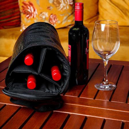 Imagem de Bolsa Térmica Wine Bag Triplo Lançamento Ideal Para Malas - PV3 - CROCO PRETO