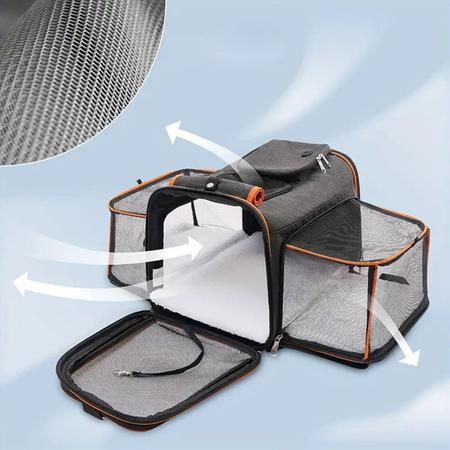 Imagem de Bolsa Transporte Pet Gato Cachorro Cao Pequeno Porte Animal de Estimaçao Viagem Passeio Carro Onibus Aviao Lazer Resistente Conforto Expansivel Seguro