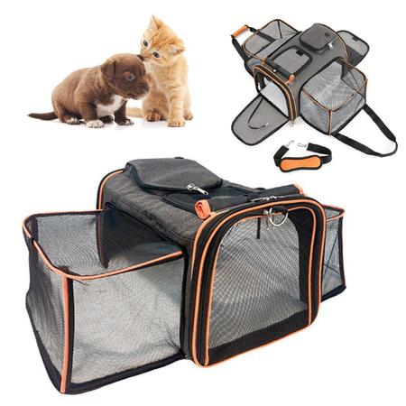 Imagem de Bolsa Transporte Pet Gato Cachorro Cao Pequeno Porte Animal de Estimaçao Viagem Passeio Carro Onibus Aviao Lazer Resistente Conforto Expansivel Seguro