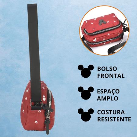 Imagem de Bolsa Transversal Feminina Disney Mickey Minnie Mouse Reforçada Carteira Porta Celular Luxcel 