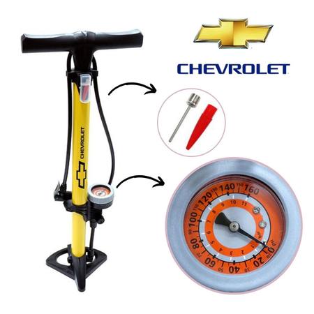 Imagem de Bomba Ar Manual Para Encher Pneus Carro Moto Bike Chevrolet Cor Amarela/preta