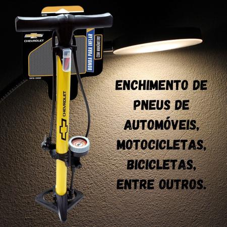 Imagem de Bomba Ar Manual Para Encher Pneus Carro Moto Bike Chevrolet Cor Amarela/preta