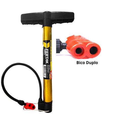 Imagem de Bomba De Ar Vertical Manual Compacta 30cm Portátil Com Bico Duplo Encher Pneu Para Bola Bicicleta Moto