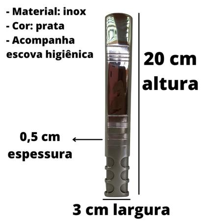 Imagem de Bomba de tereré super premium 20 cm de tela inox + escova higienização