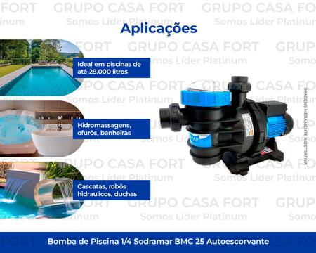 Imagem de Bomba Para Piscina 1/4 Hp Sodramar Bivolt Até 28 Mil Litros