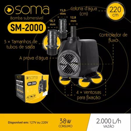 Imagem de Bomba sub soma aquarios sm-2000 (2000 l/h) 127v