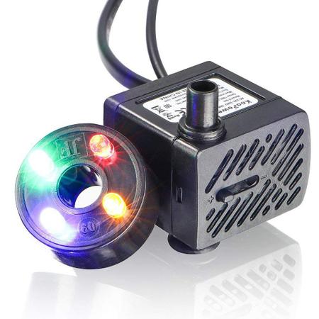 Imagem de Bomba Submersa com LED Colorido, Branco e Amarelo Bivolt Motor Bombinha para Fonte de Água Aquário Bebedouro Pet