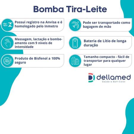 Bomba Tira Leite Materno Elétrica Dellamed com 3 Modos e Baixo Ruido -  Bombinha de Tirar Leite / Extrator de Leite - Magazine Luiza