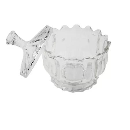 Imagem de Bomboniere de Vidro 255 ML Para Balas Porta Joias Potiche Cristal Com Tampa Carrossel 10cm Útil Bazar