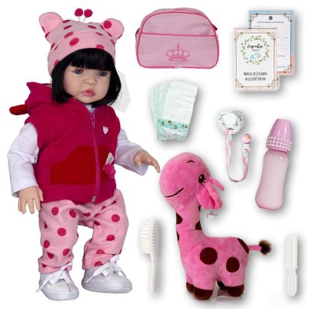 Boneca Bebe Reborn Pano Loira Girafinha Girafa Menina Luxo - Chic