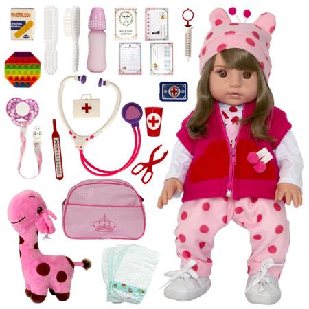 Boneca Bebê Reborn Silicone Tatá Menina Pagão Roupinha Rosa - ShopJJ -  Brinquedos, Bebe Reborn e Utilidades