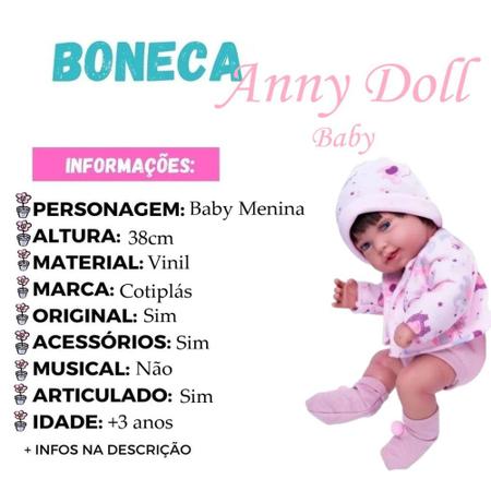 Boneca Bebê - Anny Doll - Baby Reborn Menino - Cotiplás