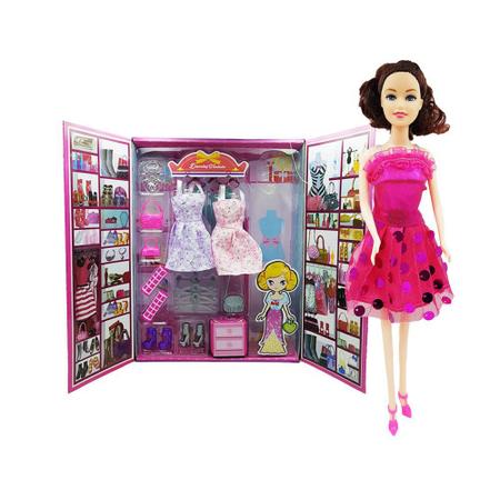 Conjunto Closet Armário De Luxo Da Boneca Menina Loira Barbie