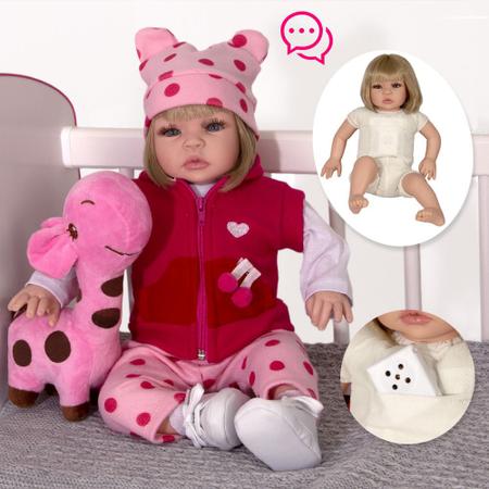 Boneca Bebe Reborn Pano Loira Girafinha Girafa Menina Luxo - Chic