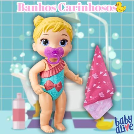 Imagem de Boneca Baby AliveBanhos Carinhosos Original  Articulada Com Acessórios Menina Brinquedo Hasbro