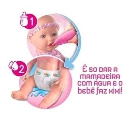Imagem de Boneca Baby F Xixi Sapekinha + Mamadeira + Fralda - Milk