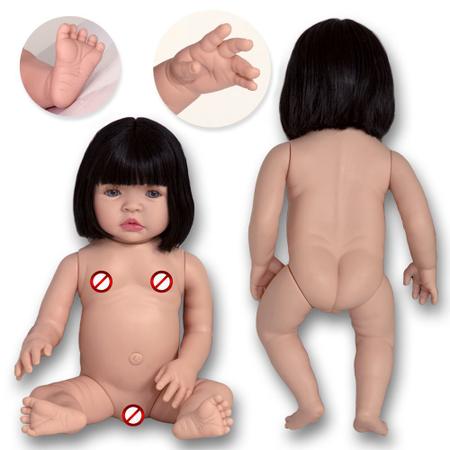 Boneca Bebê Reborn Real Realista Com Cabelo Menina Roupa Girafa 48