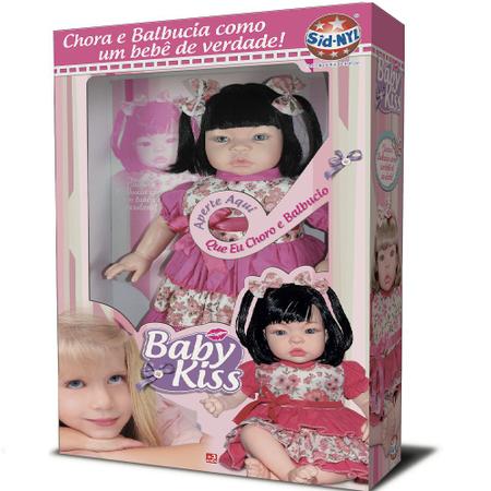 Boneca Reborn Barata Baby Kiss Morena c/ Caixa Chora Balbucia em