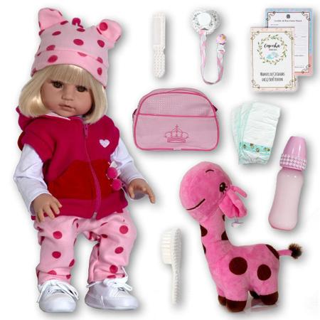 Imagem de Boneca Baby Reborn Girafinha Enxoval Completo Silicone Lol