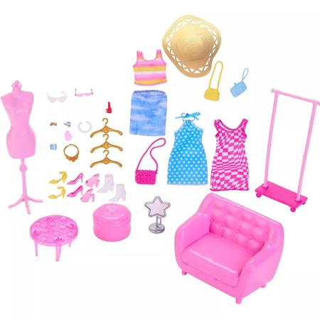Imagem de Boneca Barbie 30cm Com Guarda Roupas HPL78 - Mattel