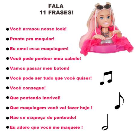 Imagem de Boneca Barbie Busto Cabeleireira 12 Falas Styling Head Para Pentear Com Acessórios