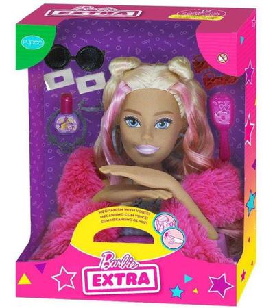 Imagem de Boneca Barbie Busto Extra Styling Head Fala 12 Frases C/ Esmalte e Acessórios Licenciado - Pupee Bri